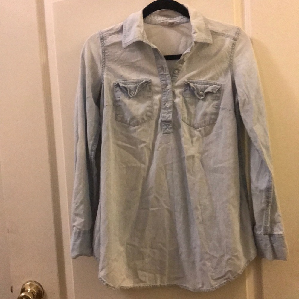 Denim half button down